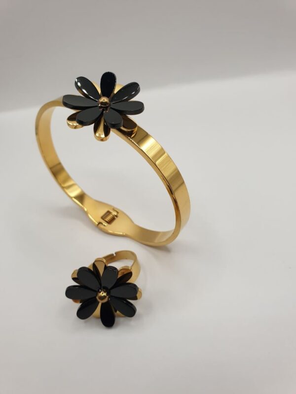 bracelet bague acier femme flora, sur moderne-bijoux.fr - Bijoux ethniques et Femmes du monde