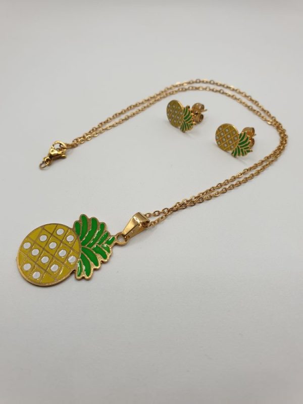 chaine boucles acier ananas , sur moderne-bijoux.fr - Bijoux ethniques & Femmes du monde