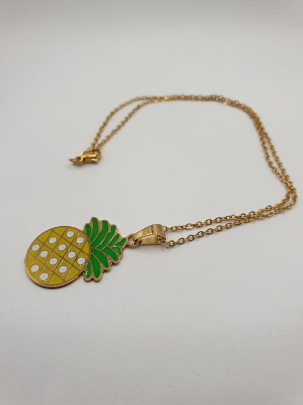 chaine boucles acier ananas , sur moderne-bijoux.fr - Bijoux ethniques & Femmes du monde