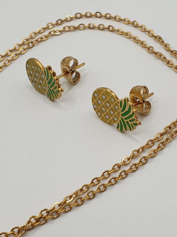 chaine boucles acier ananas , sur moderne-bijoux.fr - Bijoux ethniques & Femmes du monde