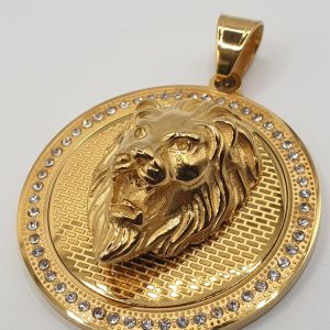 pendentif acier tête de lion , sur moderne-bijoux.fr Bijoux ethniques & Femmes de monde