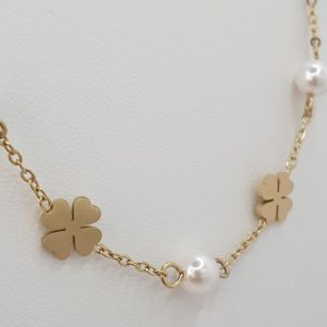 collier acier inoxydable perle-trefle , sur moderne-bijoux.fr - Femmes du monde