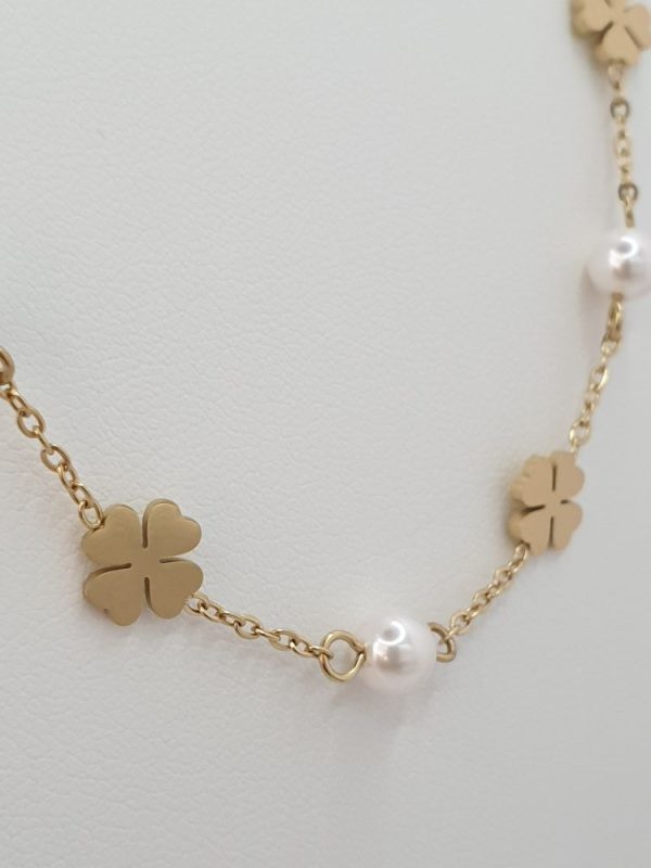 collier acier inoxydable perle-trefle , sur moderne-bijoux.fr - Femmes du monde