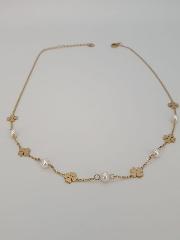 collier acier inoxydable perle-trefle , sur moderne-bijoux.fr - Femmes du monde